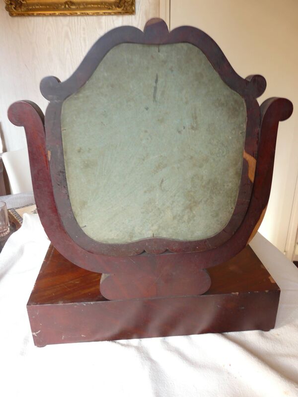 Coiffeuse de table avec miroir Napoléon III placage accajou