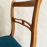 Beech wood chairs, sabre legs and upholstered seat, 1960s-1970s