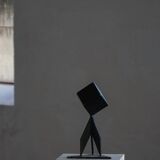 Abstract decorative Scandinavian metal sculpture from the mid-20th century, around the 1950s.