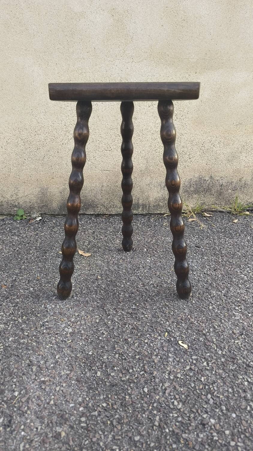 Turned wooden tripod stool 1960