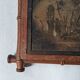 Antique Asian decorative triptych mirror with chain wall decoration in wood.