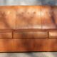 Sofa club leather 3 places buttoned back finish studded and velvet