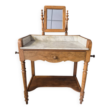 Antique dressing table with marble and solid wood with mirror.