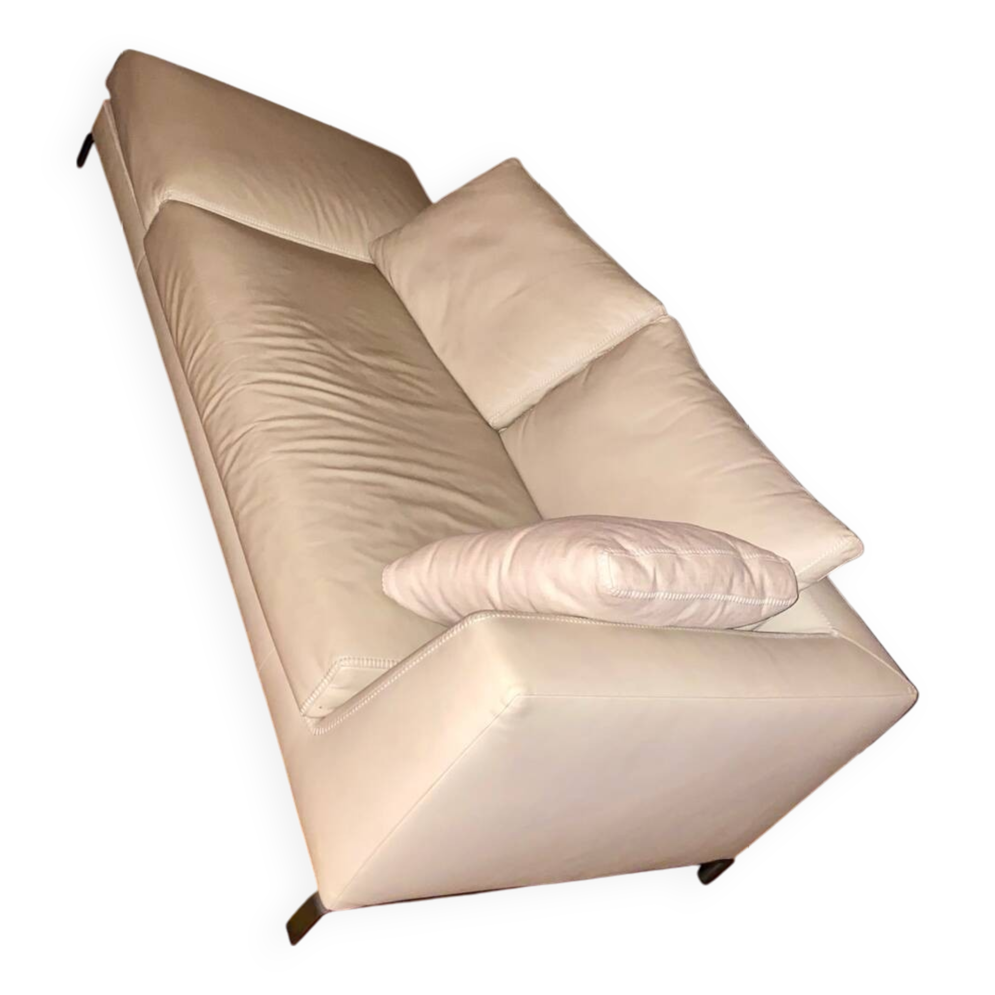B&B Italia beige leather chaise longue sofa