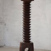 19th-century sculptural French wine press in solid wood / pedestal