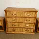 Dresser and rattan bedside tables