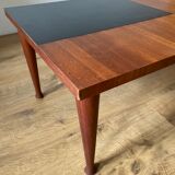 Coffee table rectangular top teak veneer and black laminate