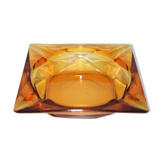Cendrier vide-poches verre ambré à facettes