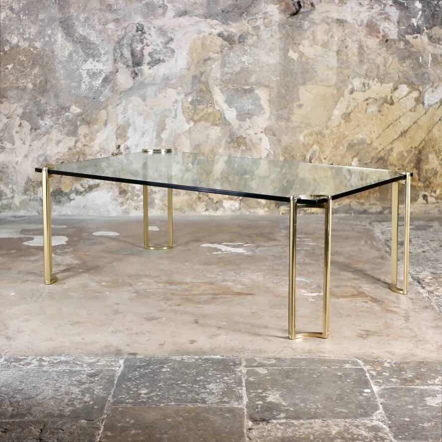 Brass and glass coffee table model T24 by Peter Ghyczy