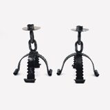 Set of two wrought iron candle holders