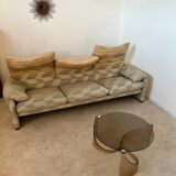 Ancien canapé Maralunga 3 places design italien des années 70 Cassina tissu patchwork