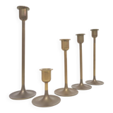 Ensemble de 5 bougeoirs scandinave en laiton 1960