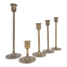 Set of 5 Scandinavian brass candlesticks 1960