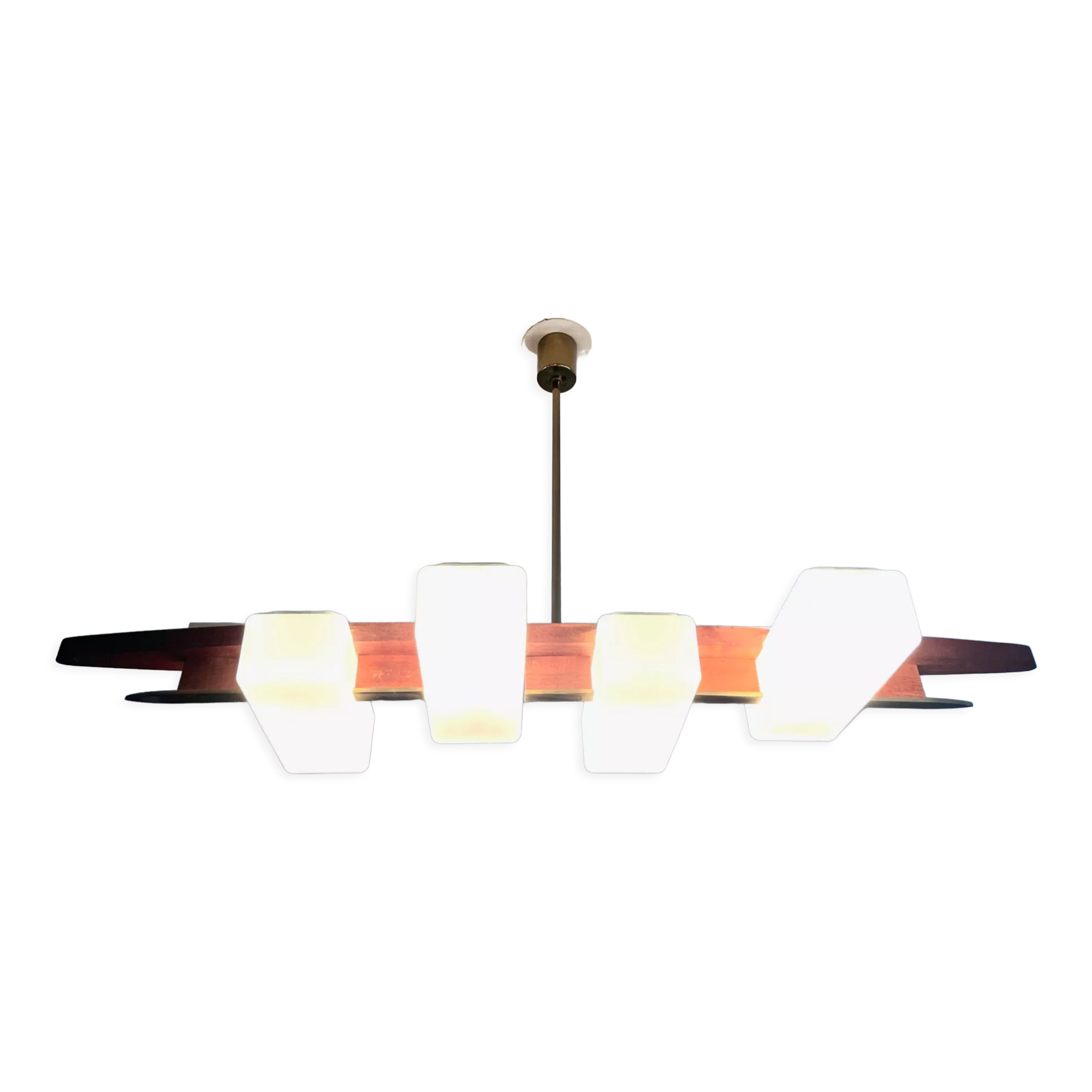 Lunel chandelier brass and rosewood