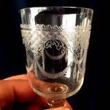 Suite of 6 cooked wine or port glasses in beautifully worked crystal tabletop art