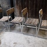 Set of 4 chrome and velvet chairs
