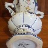Medici vase in old Rouen earthenware signed R Tion handmade