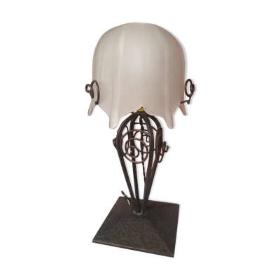 Lampe art nouveau art déco fer forgé pâte de verre Degué Era