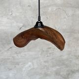 Small pendant light in corrugated teak leaf (Small D:30 H:20)