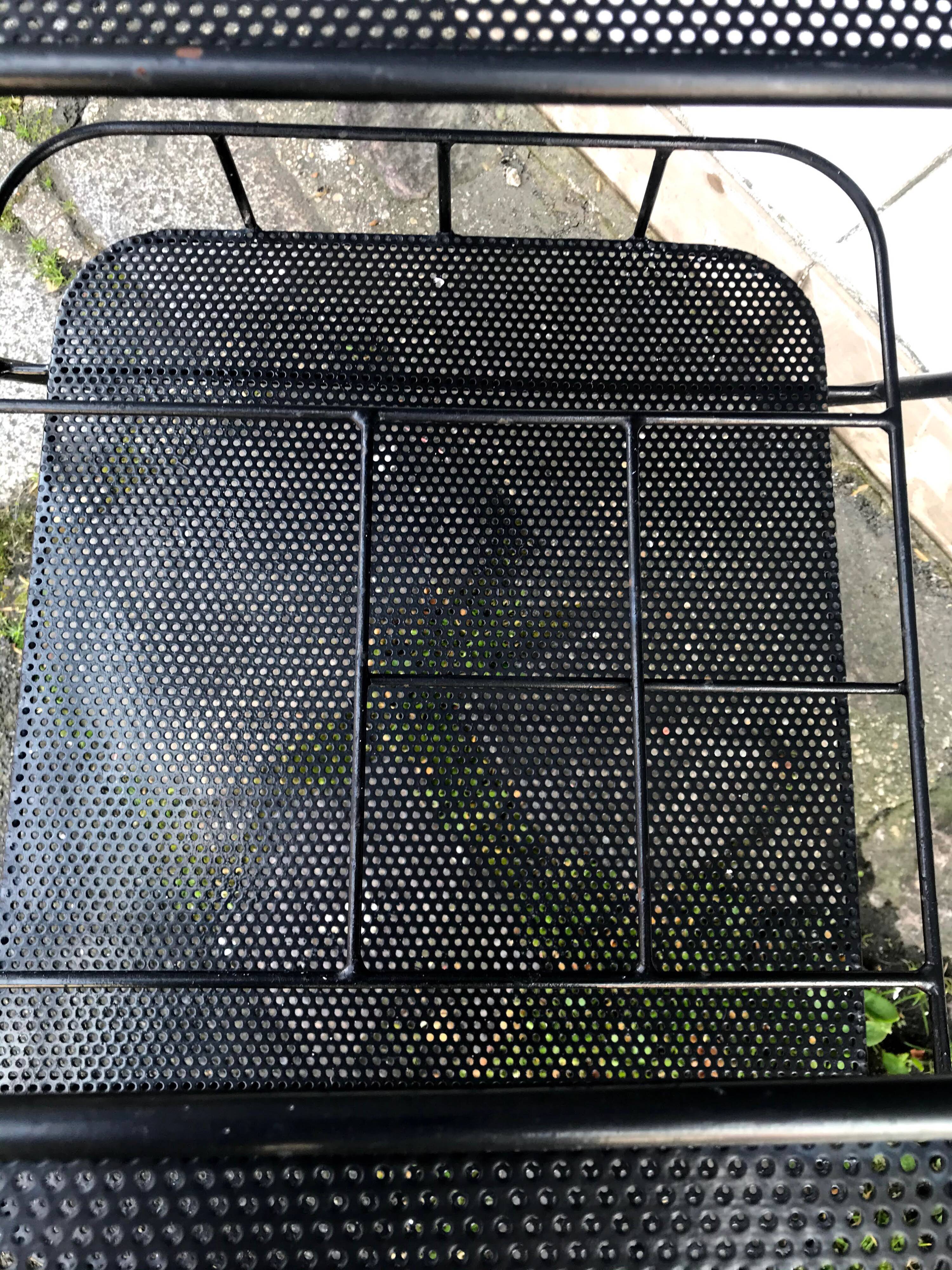 Matégot style bar trolley perforated black metal Design