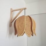 Vintage raffia flower pendant lamp