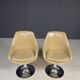 Pair of beige swivel chairs with chrome pedestal bases, France, 1970s, 82 × 55 × 45 cm