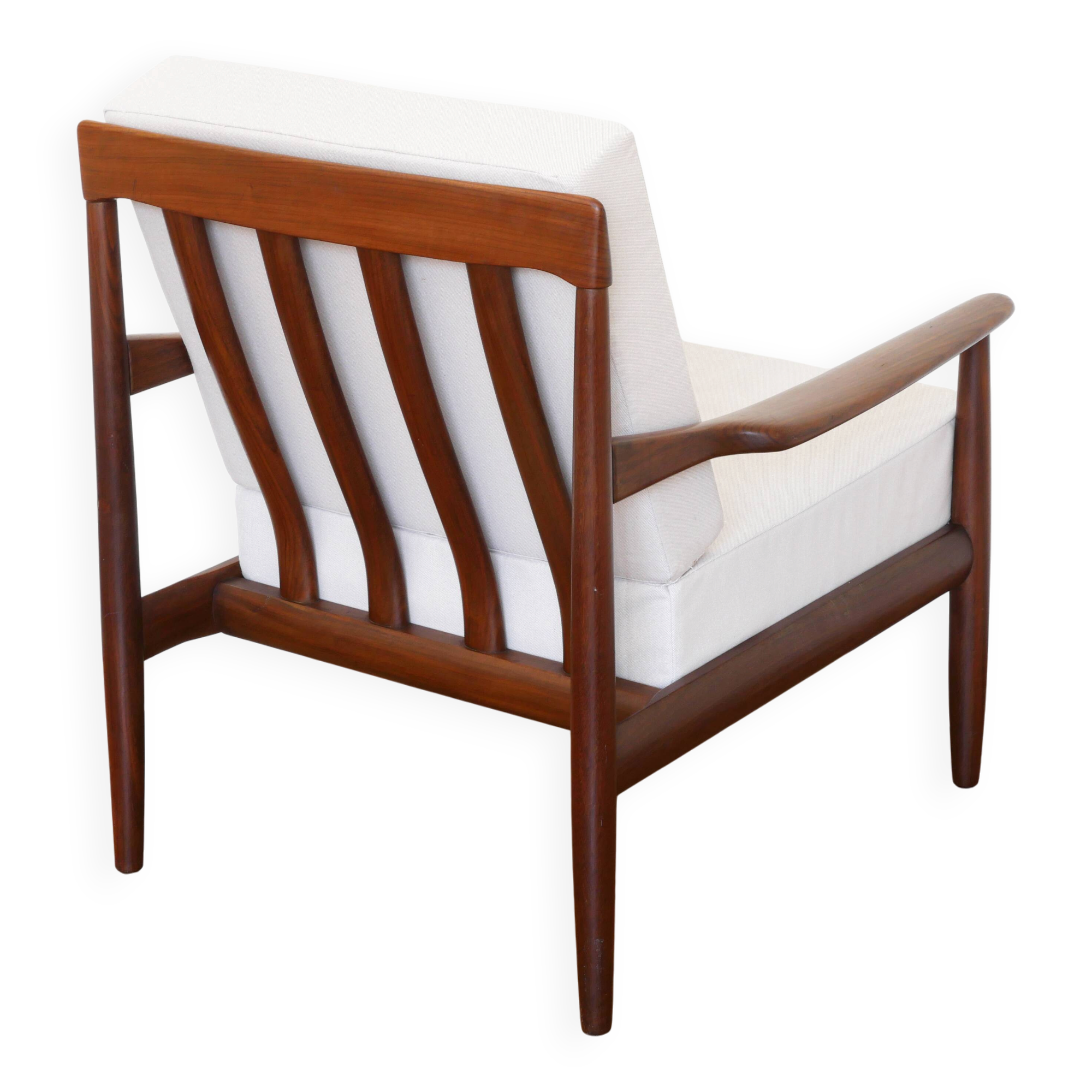 Scandinavian armchair in teak - Fabric, foams & straps: new
