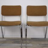 Suite of 6 chrome and tweed chairs 50