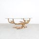 Willy Daro brass Bonsai and glass coffee table, 1970s