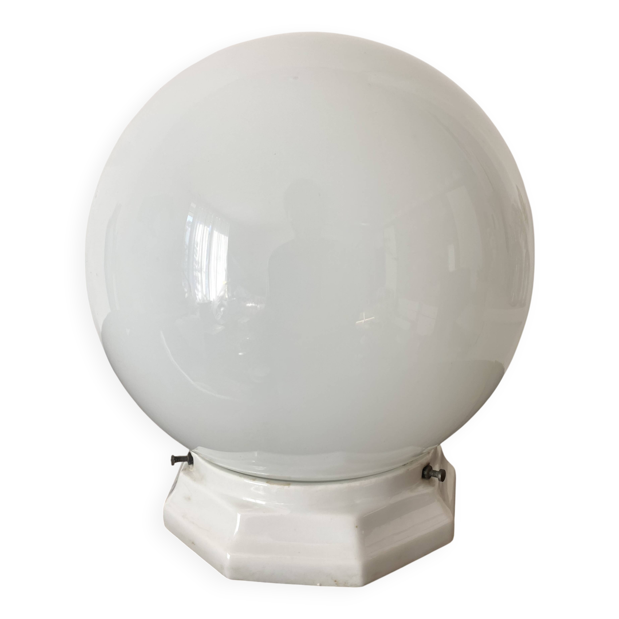 Art Deco ceiling light in opaline and ceramic