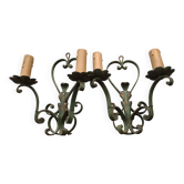 Pair of 50s Wrought Iron Patinated Wall Lights