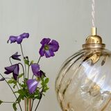 Vintage amber glass globe pendant light