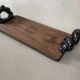 Vintage wooden and ceramic tray