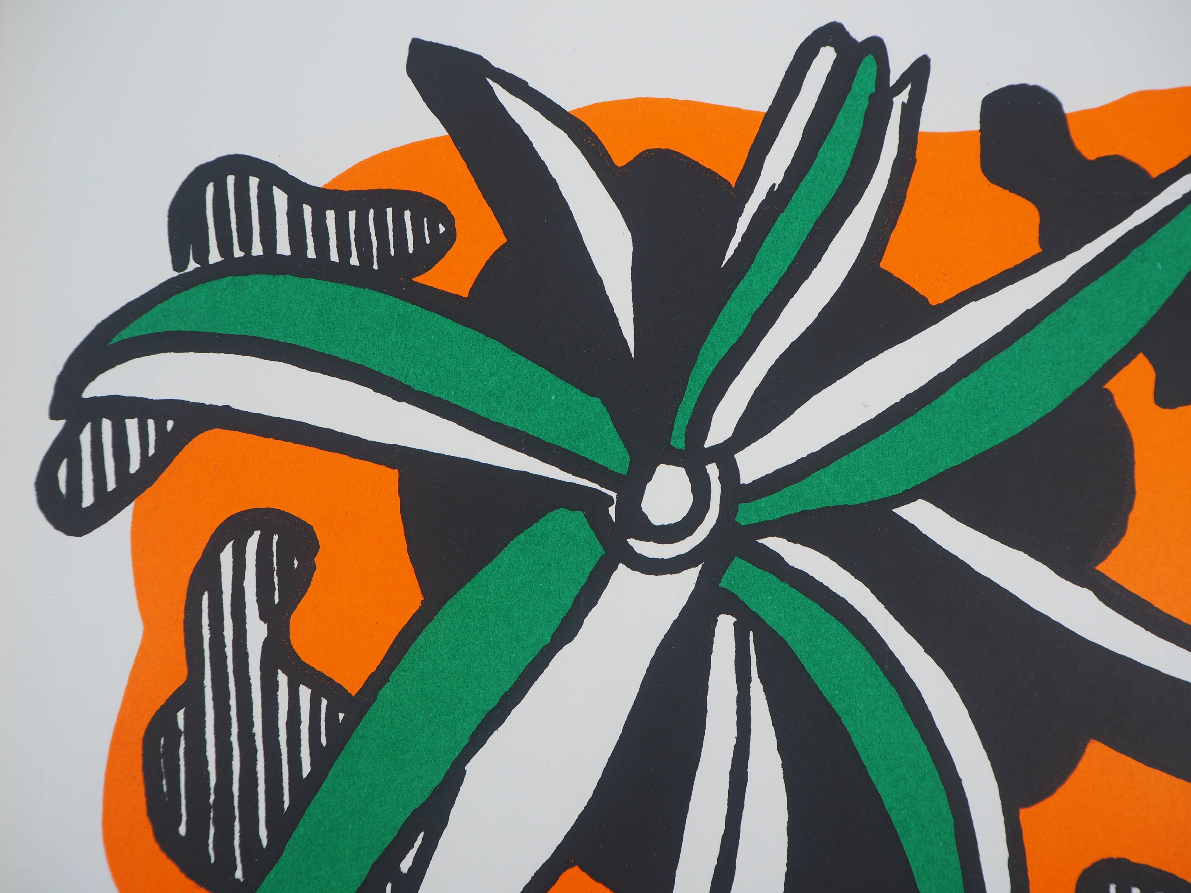 Fernand leger : la fleur - lithographie originale