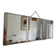 Miroir triptyque de barbier en simili cuir bleu, 1950