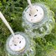 Pair of Bubble Pendant Lamps in Amber Glass Vintage 70s