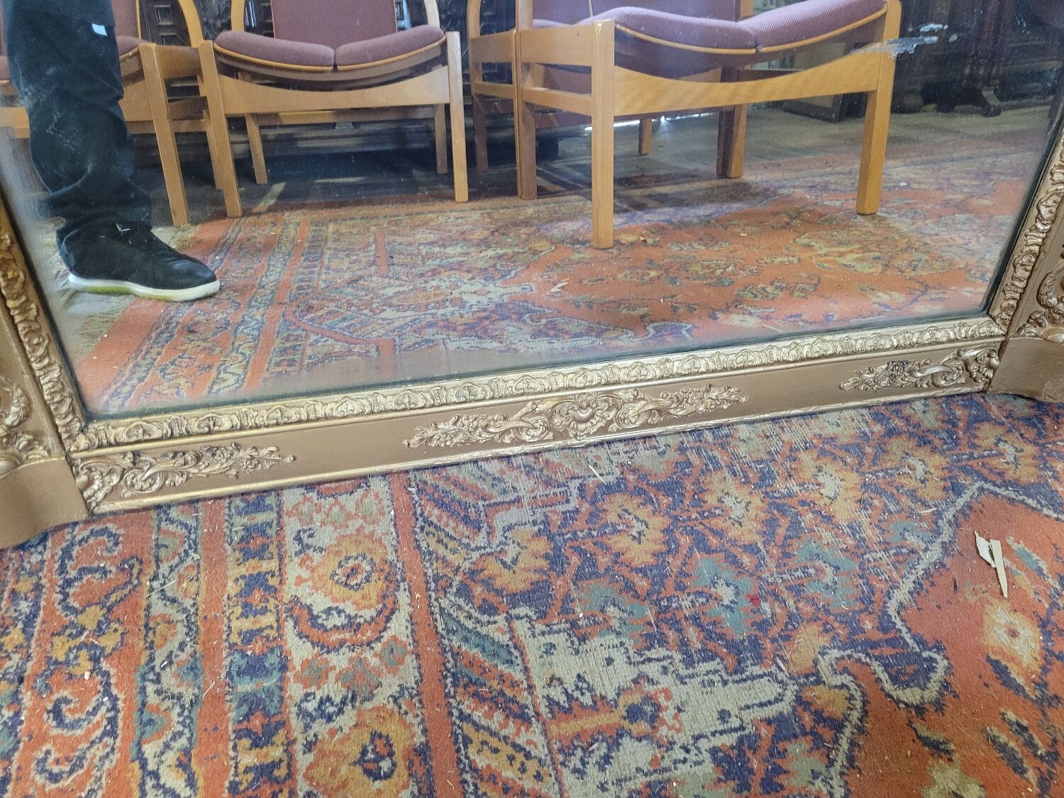 Golden mirror xixth period restoration 132×110cms