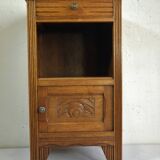 ART DECO OAK AND MARBLE BEDSIDE TABLE