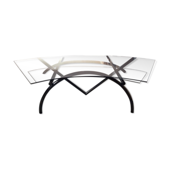 Glass and steel desk