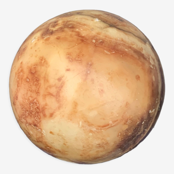 Sphere or ball in brown and vintage beige alabaster