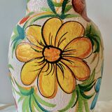 Grand vase vintage en céramique- décor floral peint à la main - Italie