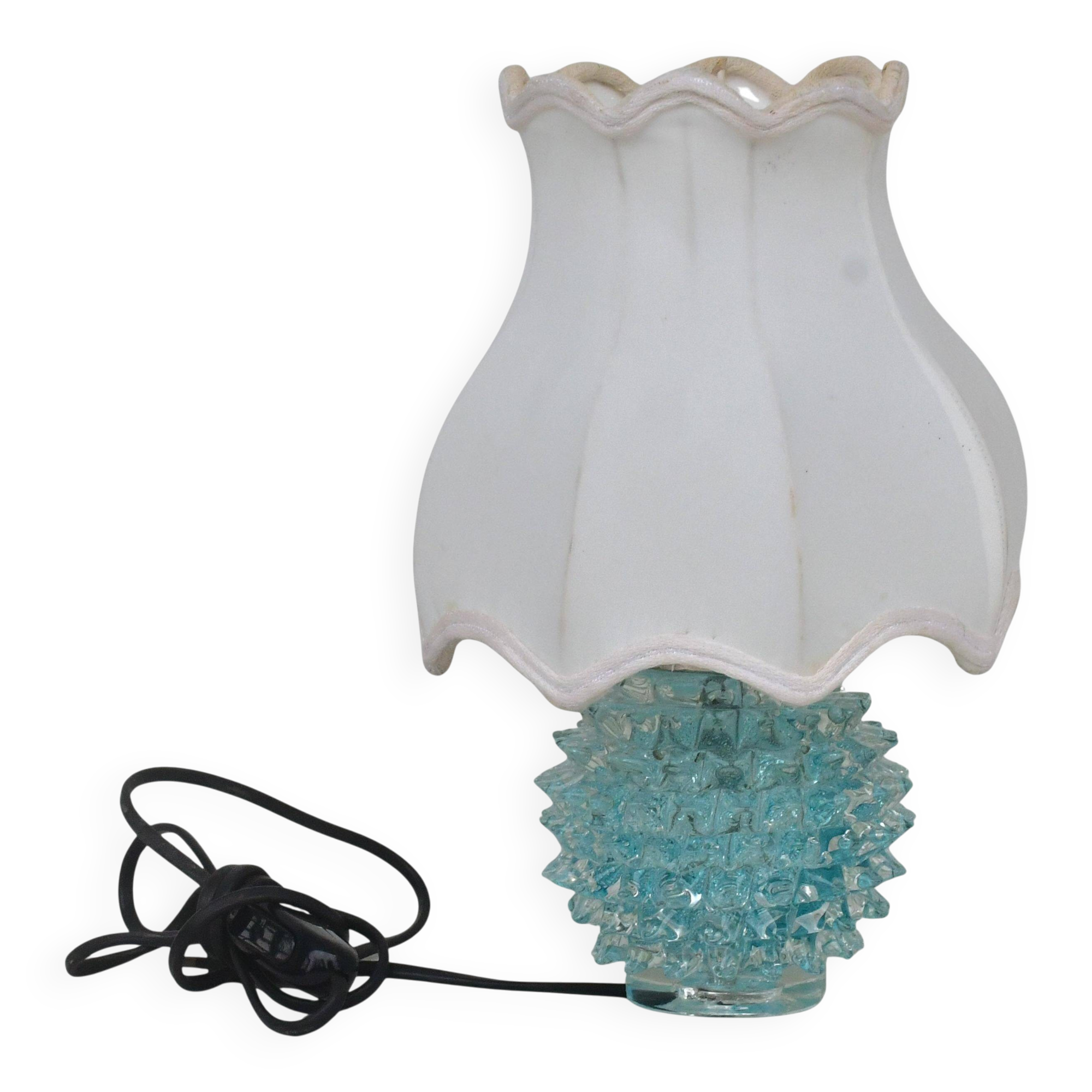 Rare blue table lamp in rostrato Murano glass vase for Barovier & Toso, 1950s