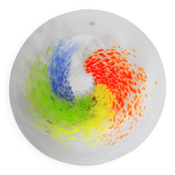 Dish of clear and colored glass by Holmegaard, Denmark
