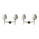 2 double wall lights in brass and white opaline glass, Arlus design 1950