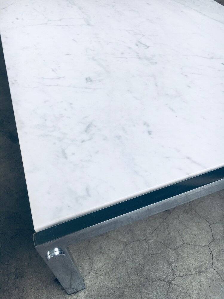 Postmodern Italian Carrara Marble Low Coffee Table, 1970s