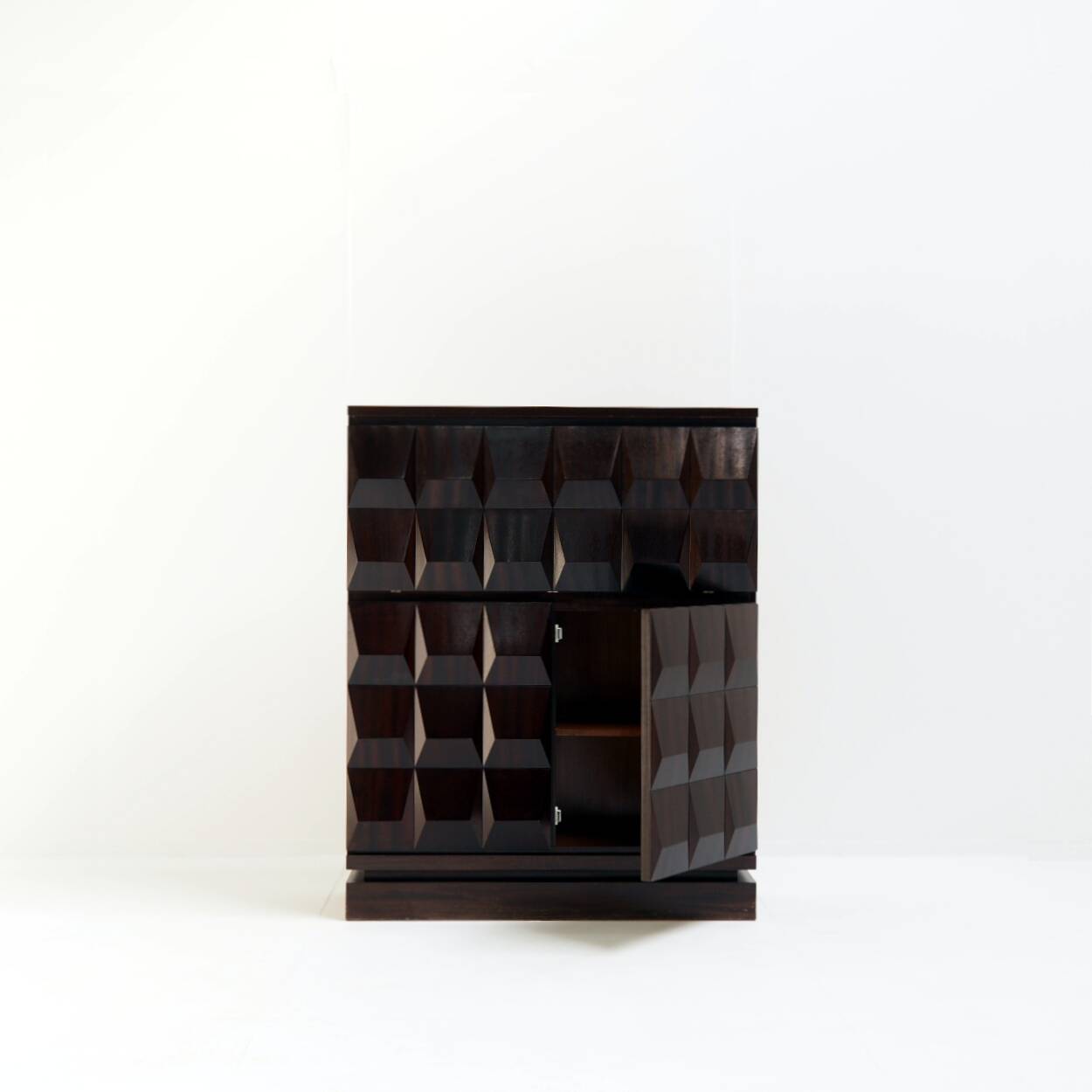 Mid-Century De Coene Frères Oak Cabinet, 1970s Brutalist Belgian design