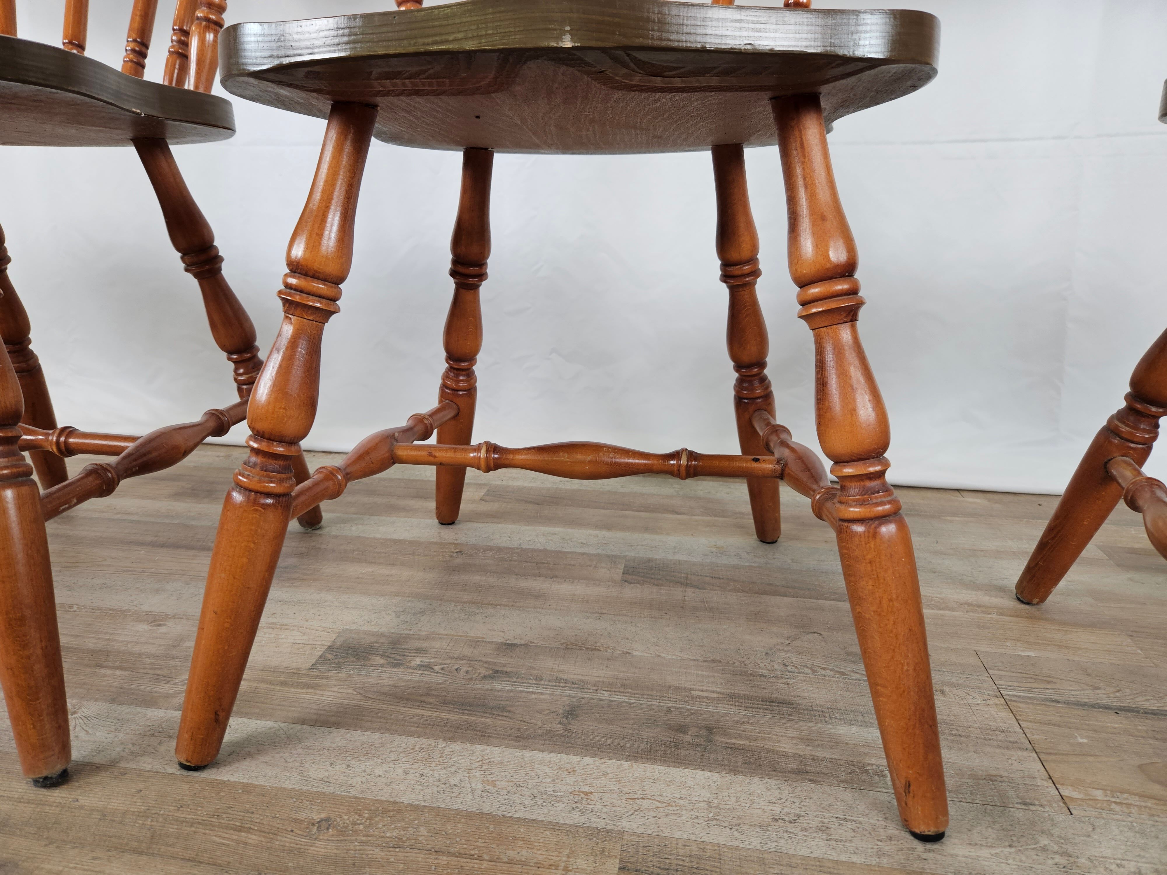 Set of 4 country style chairs, 80s