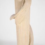 Rattan and silk floor lamp