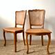 Pair of Louis XV style beech tanned chairs with shell pattern