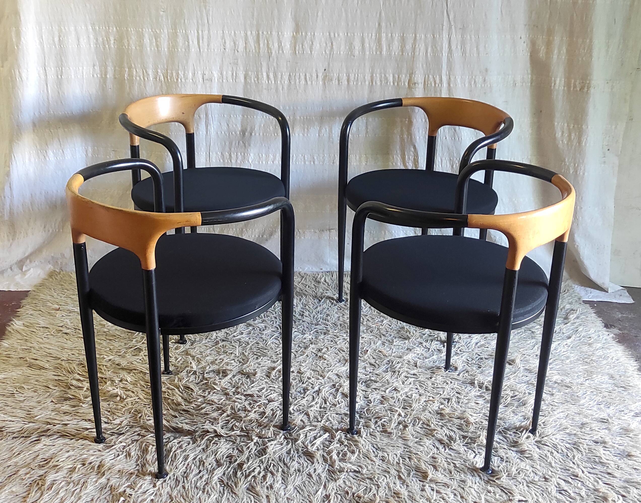 80s metal and wood designer chair